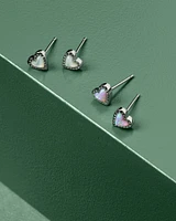 Mini Ari Heart Silver Stud Earrings in Ivory Mother-of-Pearl