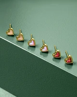 Mini Ari Heart Gold Stud Earrings in Rose Quartz