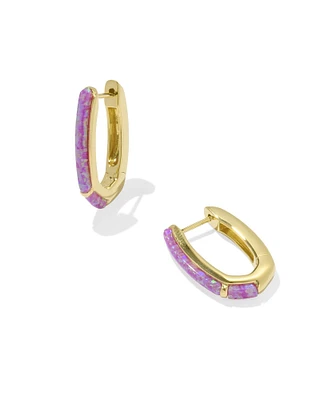 Ellen 18k Gold Vermeil Opal Huggie Earrings Magenta