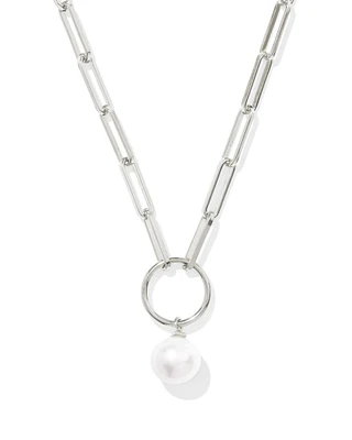 Jessica Sterling Silver Paperclip Necklace Freshwater Cultured Pearl