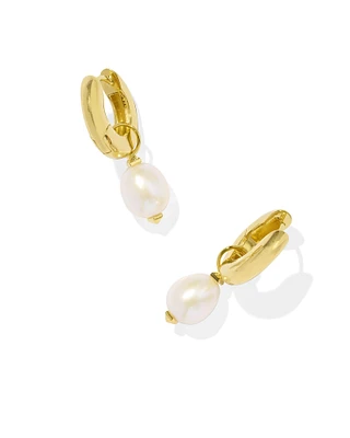 Jessica Sterling Silver Pearl Huggie Earrings in Freshwater Cultured Pearl