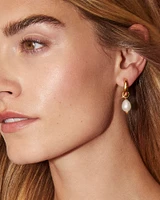Jessica 18k Gold Vermeil Pearl Huggie Earrings in Freshwater Cultured Pearl