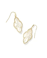 Abbie Gold Pave Frame Drop Earrings in Ivory Mother-of-Pearl