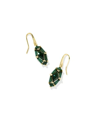 Lindy Rae Lee Gold Drop Earrings in Green Crystal