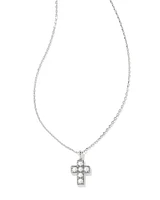 Pearl Silver Cross Short Pendant Necklace in Freshwater Cultured Pearl