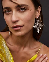 Rosalie Gold Statement Earrings White CZ