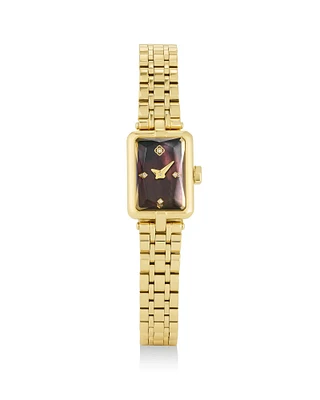 Adela Gold Tone Stainless Steel Watch Black Mother-of-Pearl