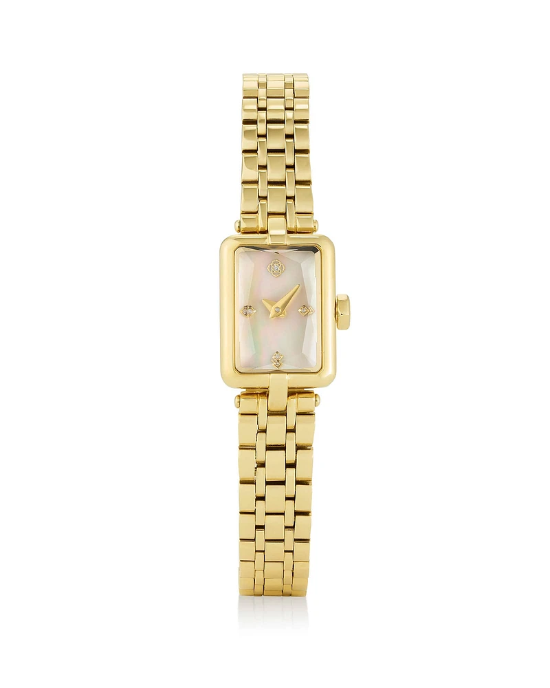 Adela Gold Tone Stainless Steel Watch Ivory Mother-of-Pearl