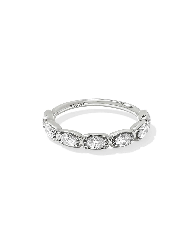 0.07 ct Lab Grown White Diamond Marisa Oval Band Ring 14k Gold