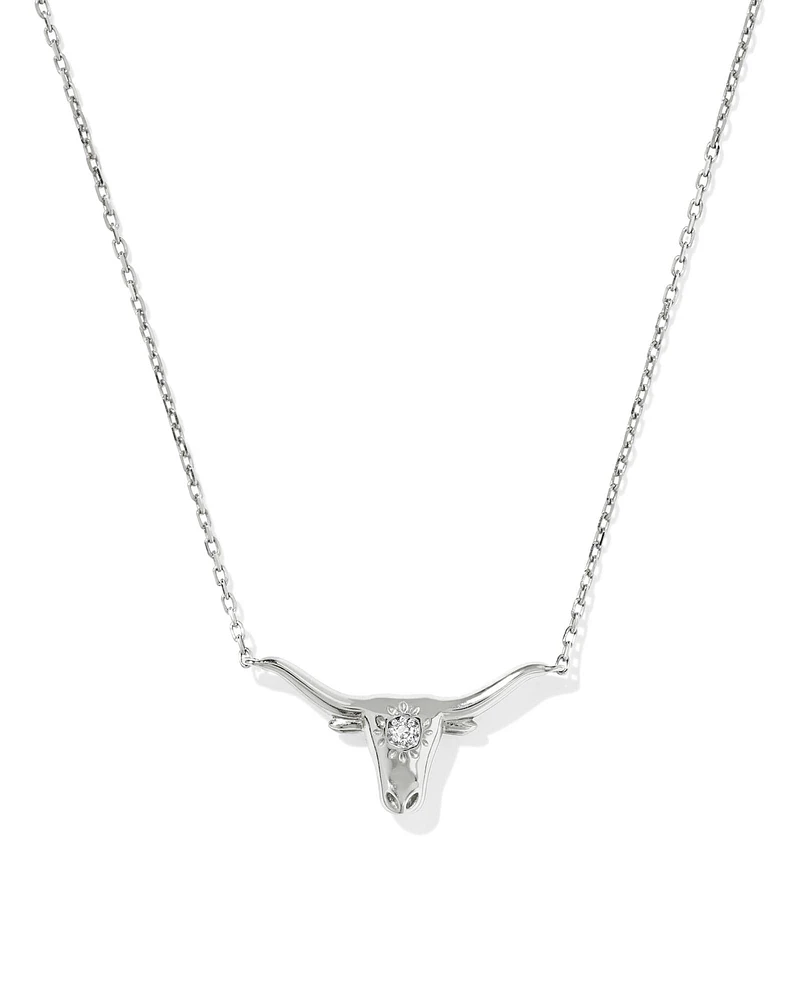 Diamond Accent 14k White Gold Longhorn Necklace