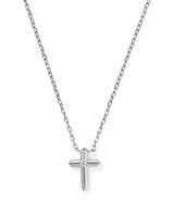 Tiny Cross 14k Yellow Gold Pendant Necklace White Diamond