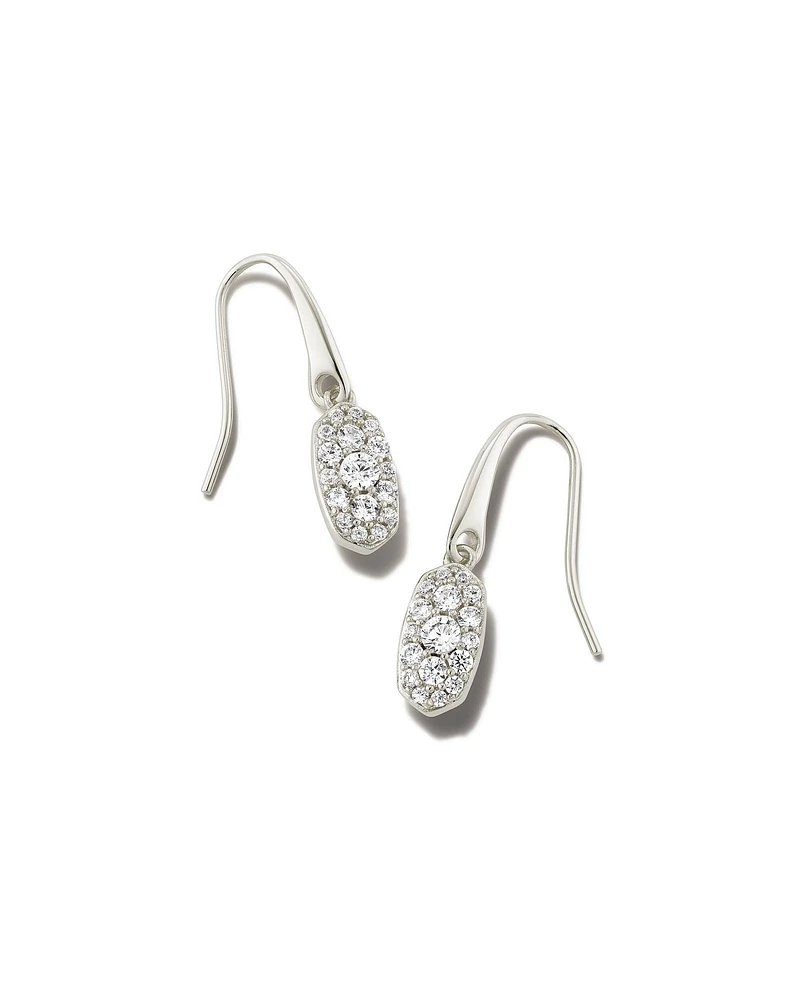 Grayson Silver Drop Earrings in White CZ