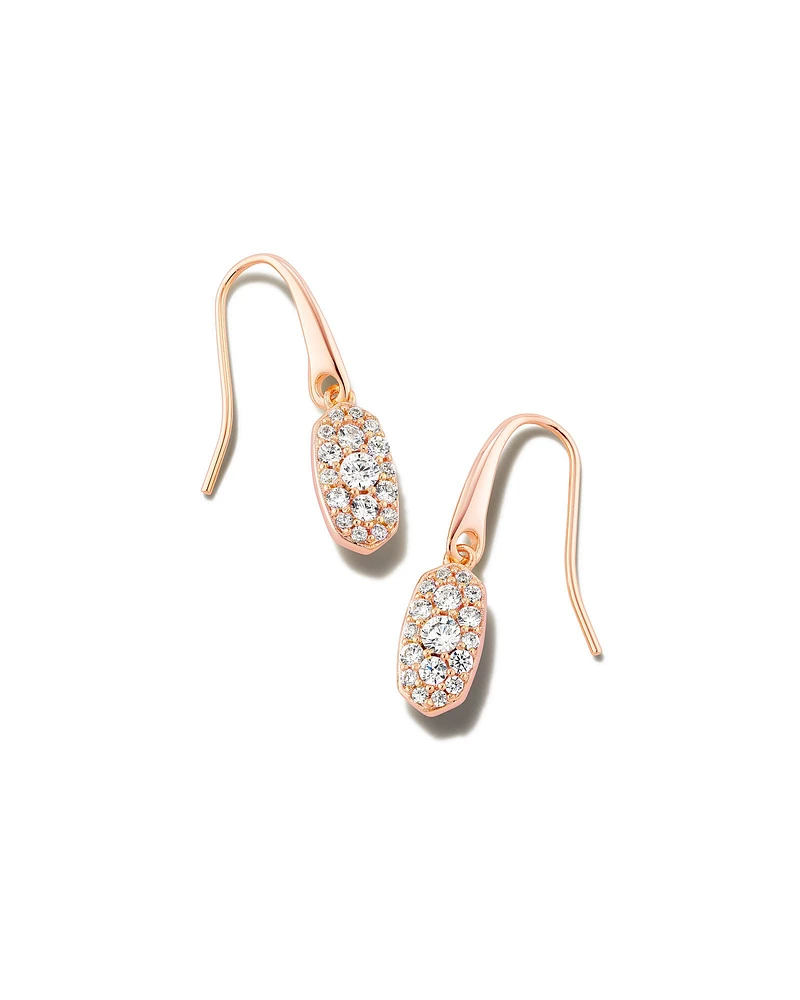 Grayson Rose Gold Drop Earrings in White CZ