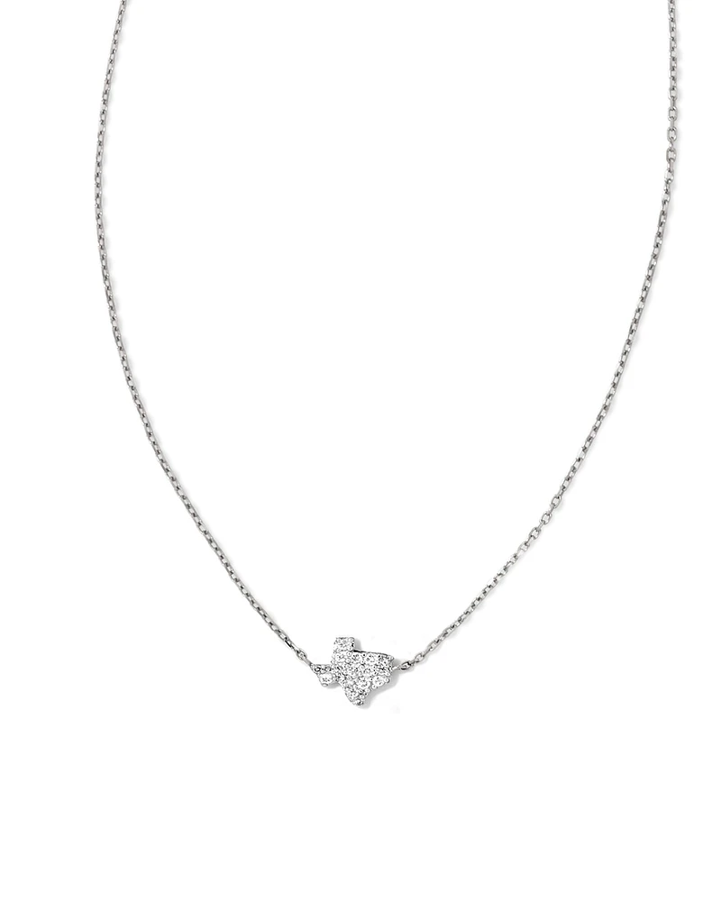 Tiny Texas 14k White Gold Pendant Necklace Diamond