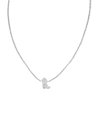 Tiny Cowboy Boot 14k Yellow Gold Pendant Necklace White Diamond