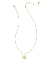 Snow Crystal Gold Short Pendant Necklace in White CZ
