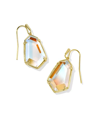 Alexandria Gold Drop Earrings in Dichroic Glass