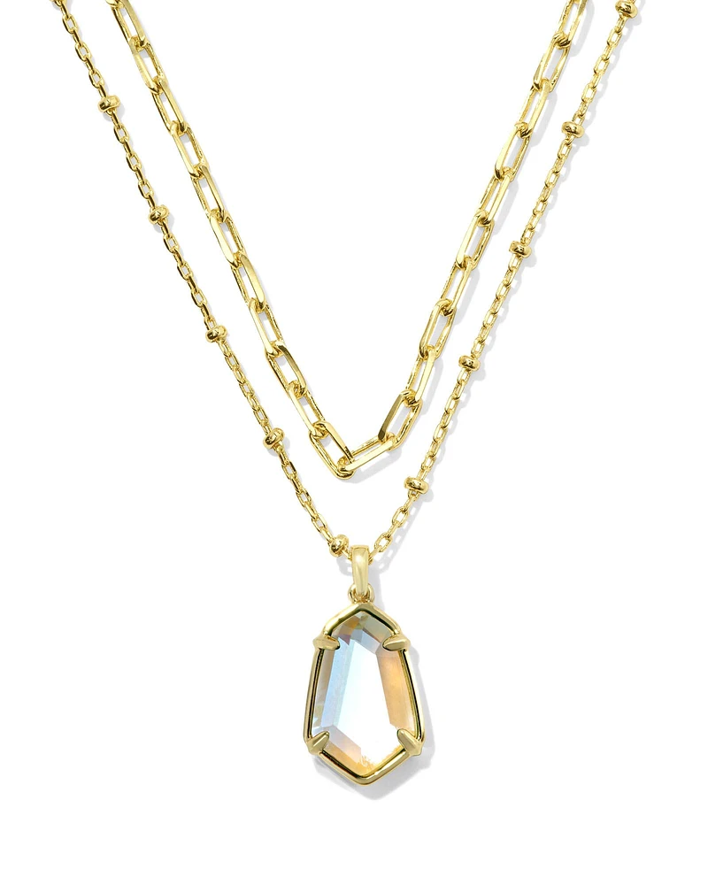 Alexandria Gold Satellite Multi Strand Necklace in Dichroic Glass