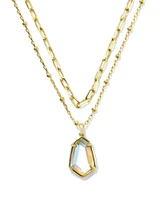 Alexandria Gold Satellite Multi Strand Necklace in Dichroic Glass