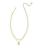 Alexandria Gold Satellite Multi Strand Necklace in Dichroic Glass