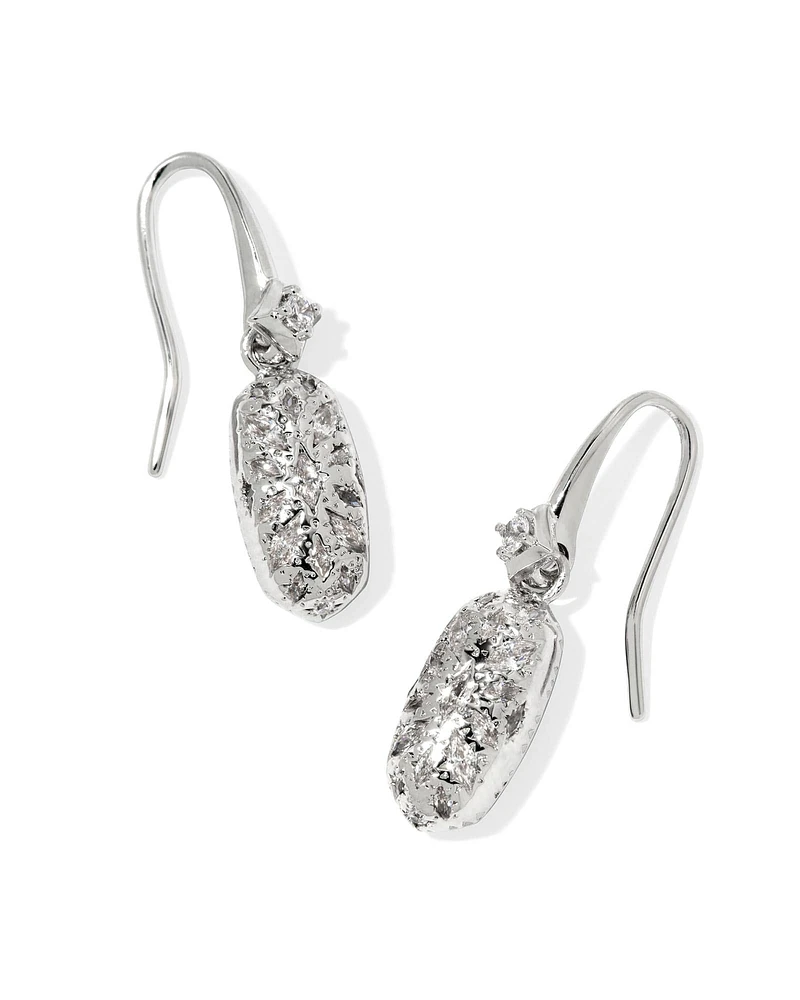 Holland Silver Drop Earrings in White CZ