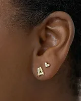 Haven Gold Crystal Heart Single Stud Earring in White CZ