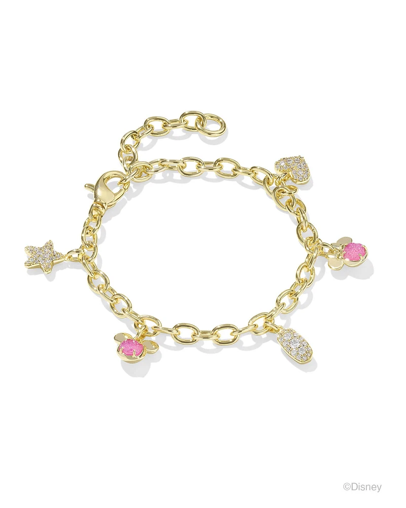 Disney | Kendra Scott Gold Mickey Mouse and Minnie Mouse Charm Bracelet in Multi Mix