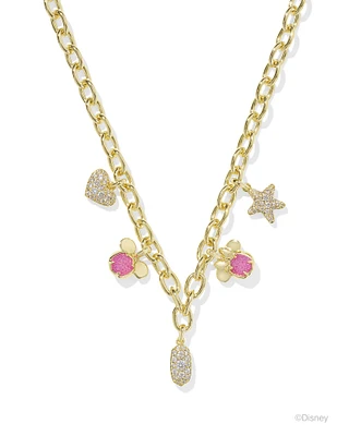 Disney | Kendra Scott Gold Mickey Mouse and Minnie Mouse Charm Necklace in Pink White Mix