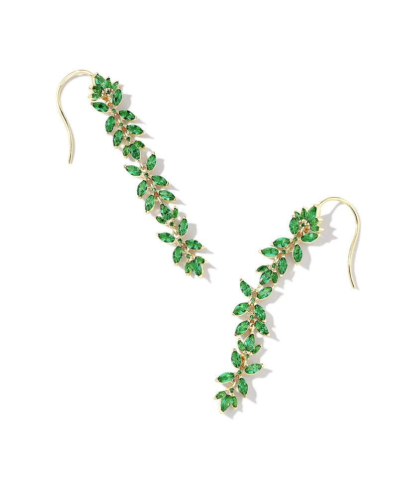 Rosalie Gold Linear Earrings in White CZ
