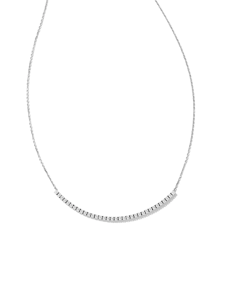 0.54 ct Tennis 14k White Gold Bar Necklace in White Diamond