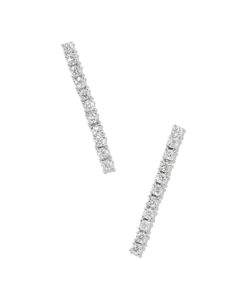 0.35 ct Tennis 14k White Gold Linear Earrings in White Diamond