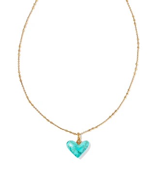 Poppy Vintage Gold Short Pendant Necklace in Variegated Turquoise Magnesite