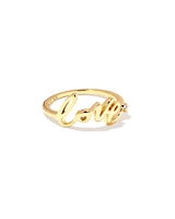Love Script 18k Gold Vermeil Band Ring White Sapphire