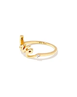 Love Script 18k Gold Vermeil Band Ring White Sapphire