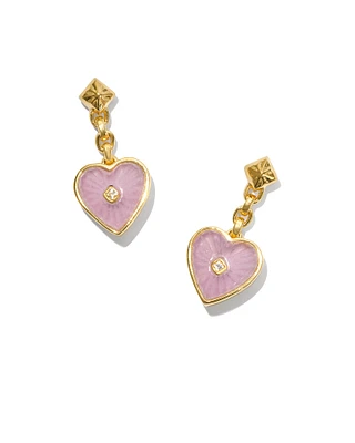 Adalynn 18k Gold Vermeil Heart Drop Earrings in Phosphosiderite