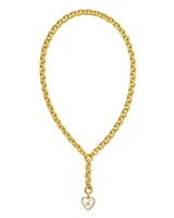 Adalynn 18k Gold Vermeil Heart Y Necklace in Ivory Mother-of-Pearl