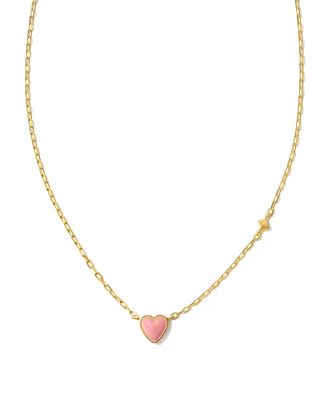 Enamel 18k Gold Vermeil Heart Pendant Necklace in Pink