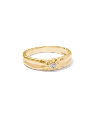 Maia Sterling Silver Square Bezel Band Ring White Sapphire