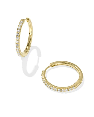 Mackenzie 18k Gold Vermeil Hoop Earrings White Topaz