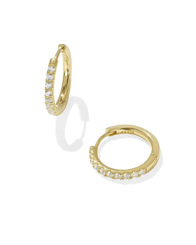 Mackenzie 18k Gold Vermeil Small Hoop Earrings White Topaz