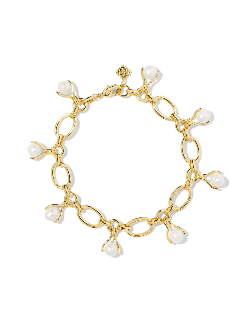 Ashton Gold Pearl Chain Bracelet in Freshwater Cultured Pearl