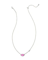 Lips Gold Pendant Necklace Hot Pink Mother-of-Pearl