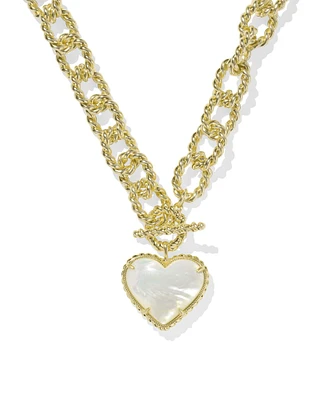 Haisley Heart Gold Statement Necklace in Ivory Mother-of-Pearl