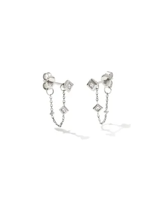 0.19 ct Michelle 14k Yellow Gold Chain Huggie Earrings White Diamond