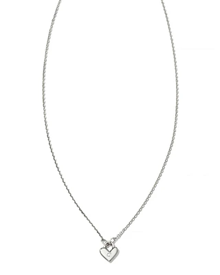 Tiny Heart Padlock 14k White Gold Pendant Necklace Diamond