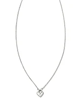 Tiny Heart Padlock 14k White Gold Pendant Necklace Diamond