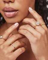 Davie 18k Gold Vermeil Band Ring Rainbow Moonstone