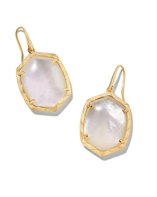 Daphne Gold Drop Earrings Light Green Mother-of-Pearl
