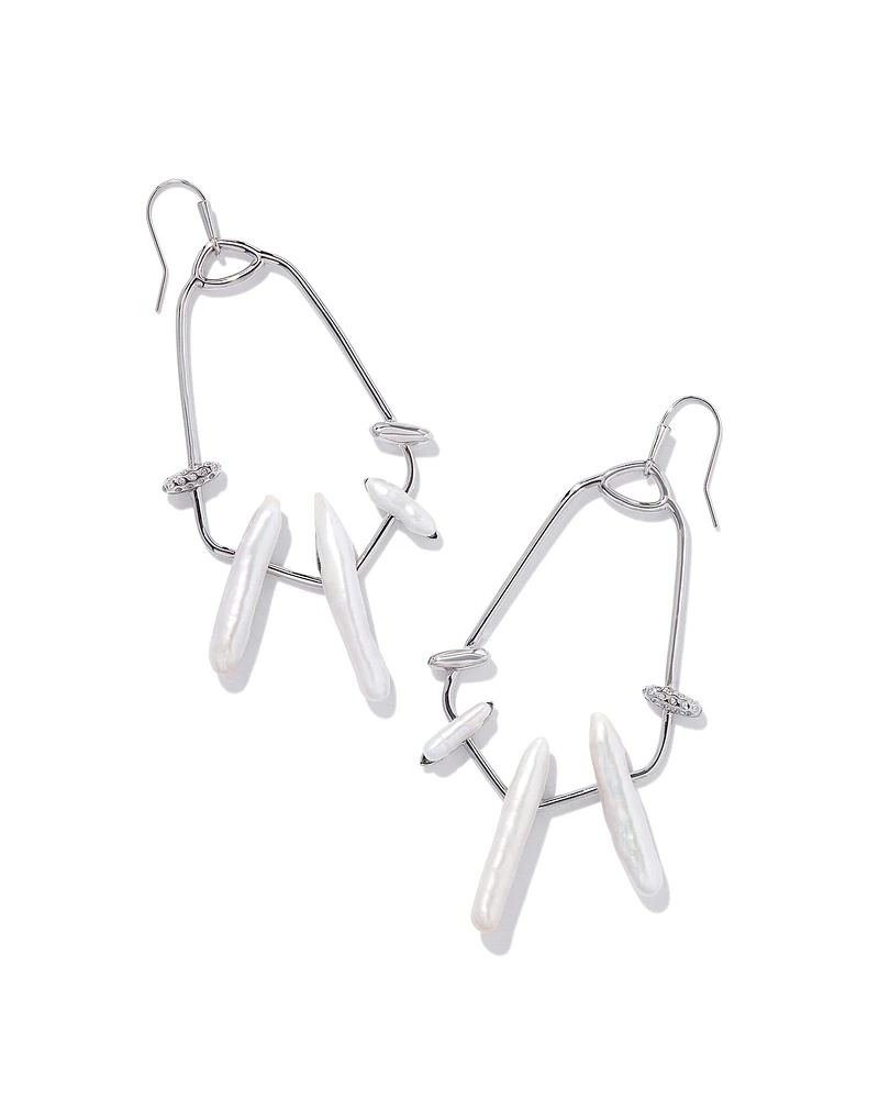 Eileen Silver Statement Earrings in Freshwater Cultured Pearl