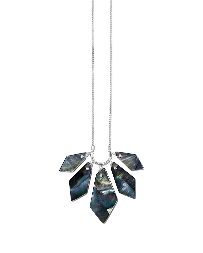 Mari Gold Long Pendant Necklace in Abalone Shell